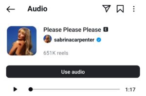 Trending Songs on Instagram Please Please Please by Sabrina Carpenter